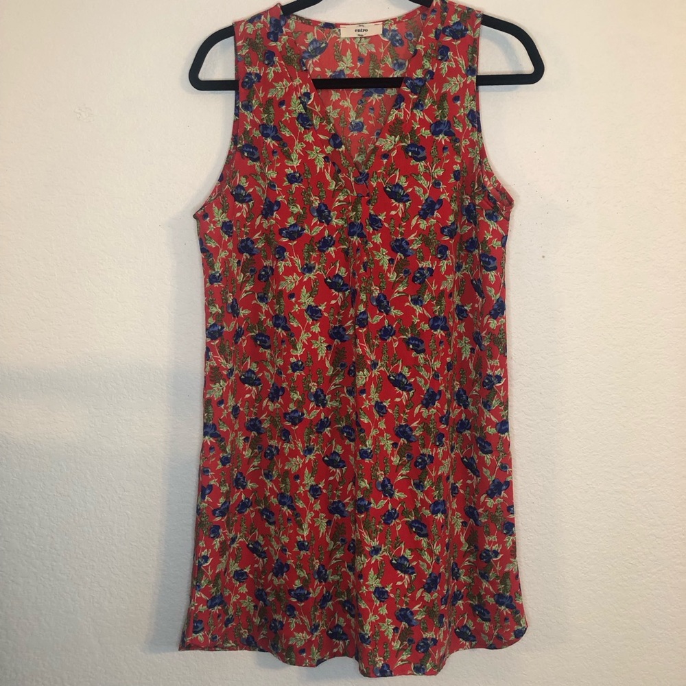 Entro Red Floral Dress Made in USA